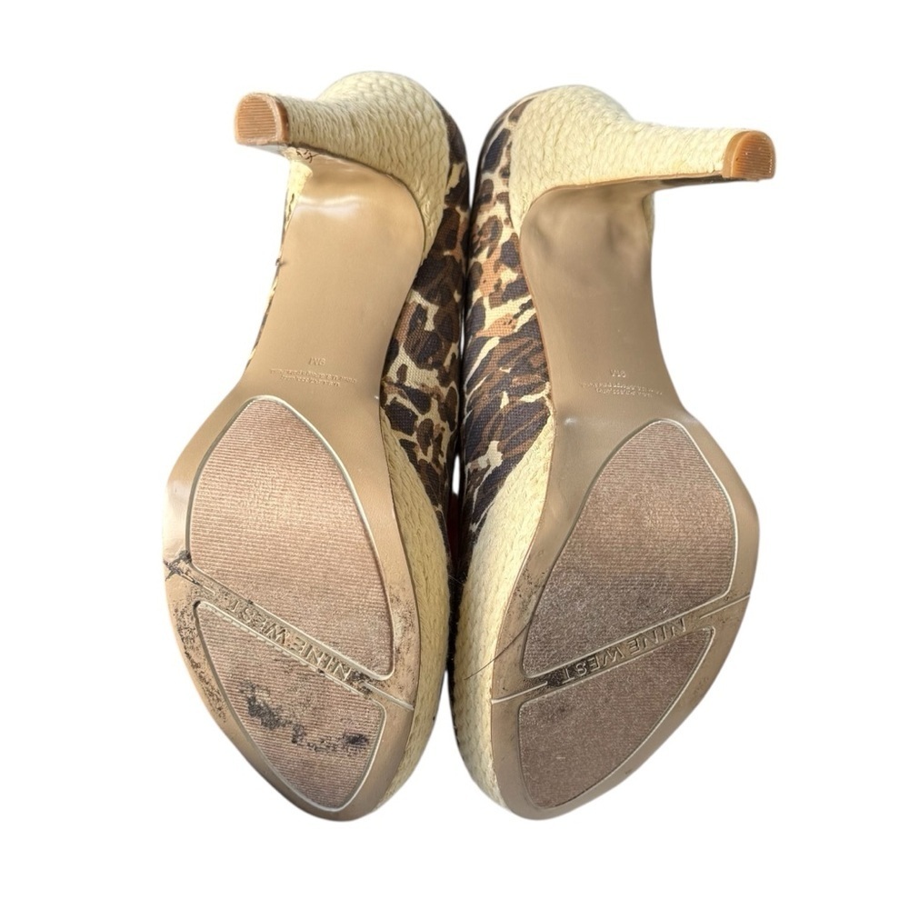 Nine West Guendao Leopard Espadrille Platform Pumps High Heel Women’s Size 9 M - Picture 12 of 13